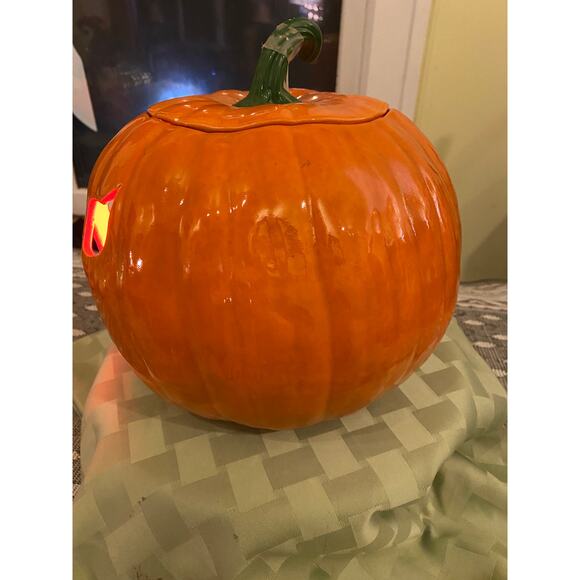 Vintage 1979 Ceramic LIGHT UP Jack OLantern  12 in tall 33 in circumference VGUC - Picture 4 of 16